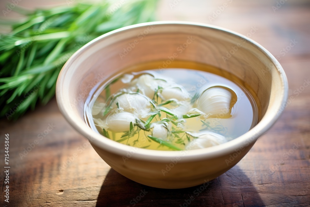 fermented garlic with fresh herbs in a bowl fermented garlic with fresh herbs in a bowl