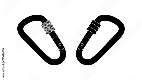 Carabiner sign, black isolated silhouette