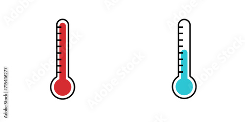 thermometer icon isolated on white and transparent background. temperature cold hot celsius measurement vector illustration. black, red and blue color icon