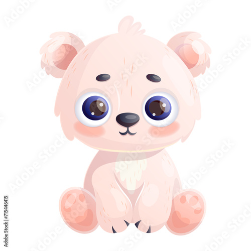 Cute polar bear baby. Cartoon animal character. Vector illustration. Kids collection. Polar Bear Day.