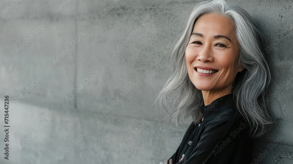 Joyful Older Woman With Grey Hair Smiling Naturally Joyful Older Woman With Grey Hair Smiling Naturally