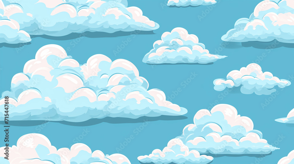 A pattern with clouds on a blue background A pattern with clouds on a blue background