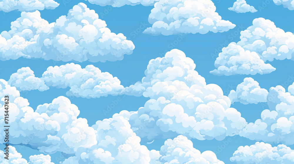 A pattern with clouds on a blue background A pattern with clouds on a blue background