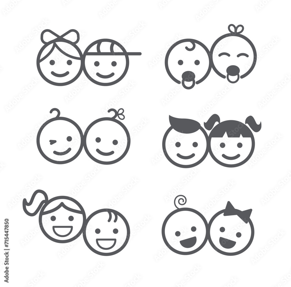 Kids icons set, boys and girls, children symbols, vector illustration Kids icons set, boys and girls, children symbols, vector illustration