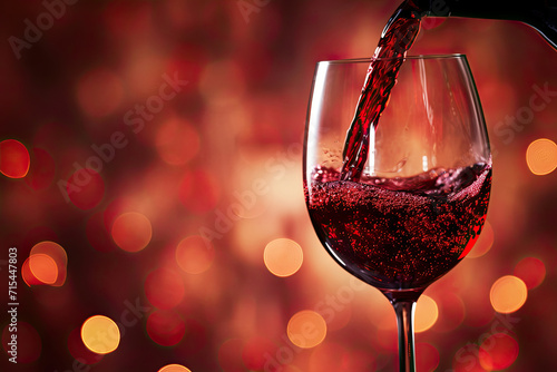 Pouring Red Wine Into a Glass, The Captivating Moment of a Deep Crimson Pour