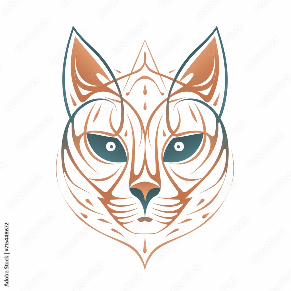 Fototapeta premium Angry cat head logo image white background