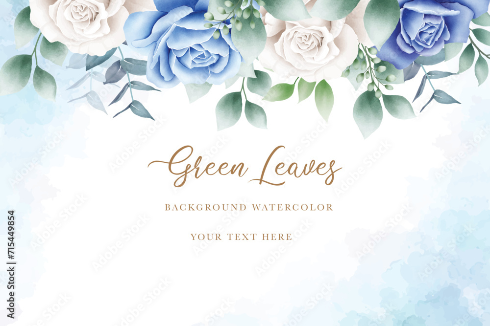  Luxury navy blue watercolor floral background