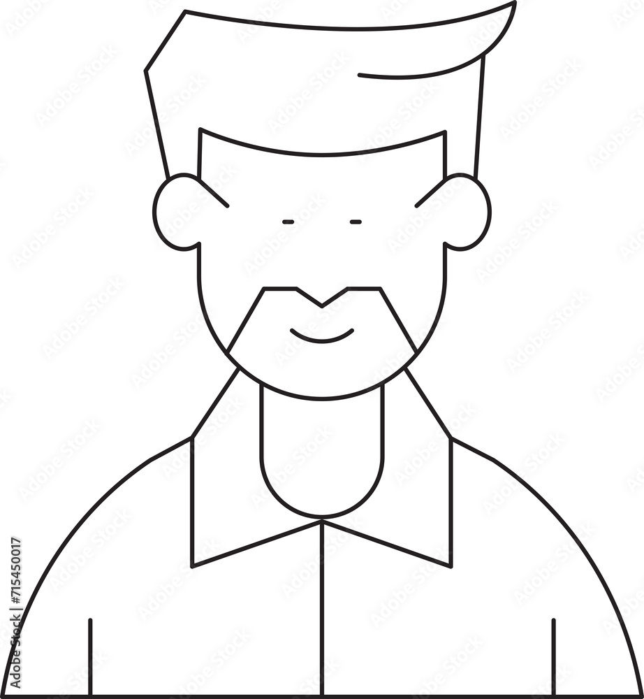 Obraz premium Beard Man Character Thin Line Icon