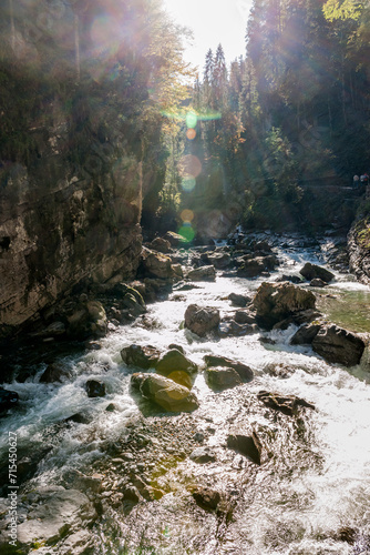 Germany, Bavaria,Breitach river flowing through Breitachklamm canyon photo