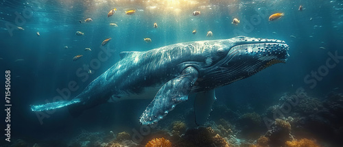 wallpaper of a whale under water, © Uwe