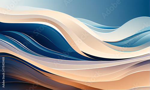 abstract elegant blue wave background, ai generate