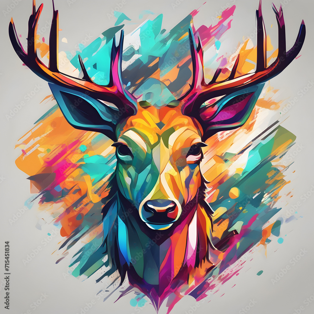 Vibrant colors in a dynamic deer icon for energy