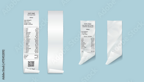 Financial paper bills from shop vector illustration set