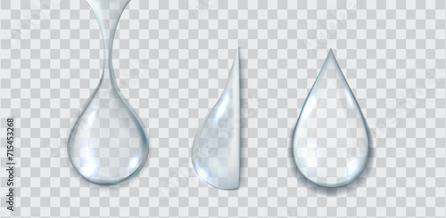 Clear liquid blobs group realistic vector illustration set