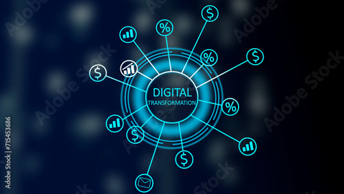 Concept of digitization of business processes digital transformation business growth concept graph icon successful business content illustration.