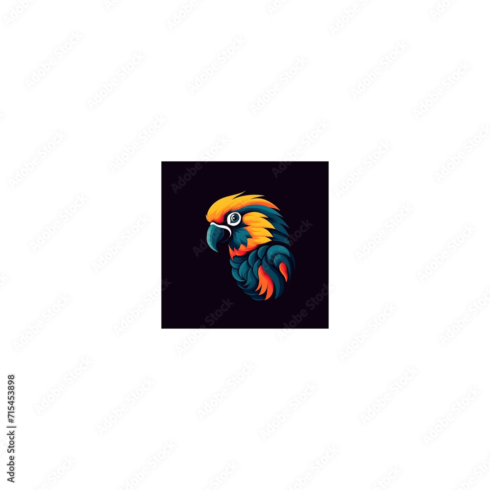 cute parrot design logo