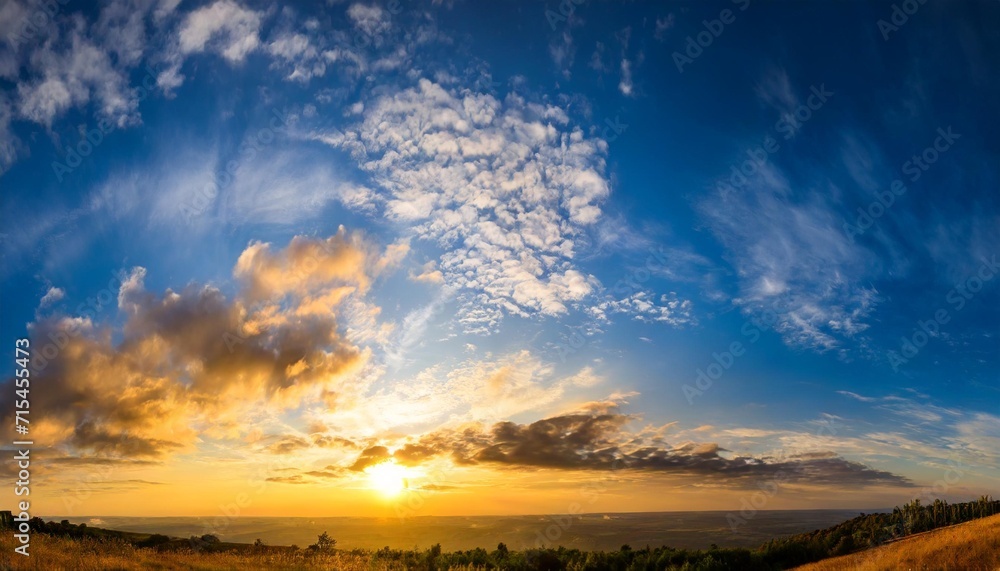 panoranic sunrise sky with colorful clouds