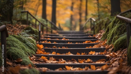 Staircase in the midst of fall photo