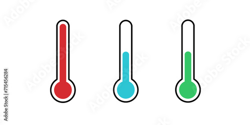 thermometer icon isolated on white and transparent background. temperature cold hot celsius measurement vector illustration. black, red and blue color icon minimalism flat style photo