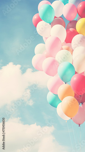 Balloons Floating in the Air - Colorful Celebration With Bunches of Light, Floating Objects © Piotr