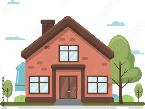 illustration of a house in the forest