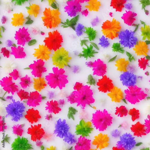 Flowers and ice. Abstract seamless pattern. AI generated.