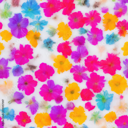 Flowers and ice. Abstract seamless pattern. AI generated.