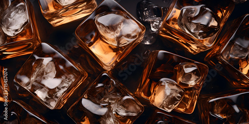 A shiny whiskey glass with ice, reflecting celebration and elegance photo