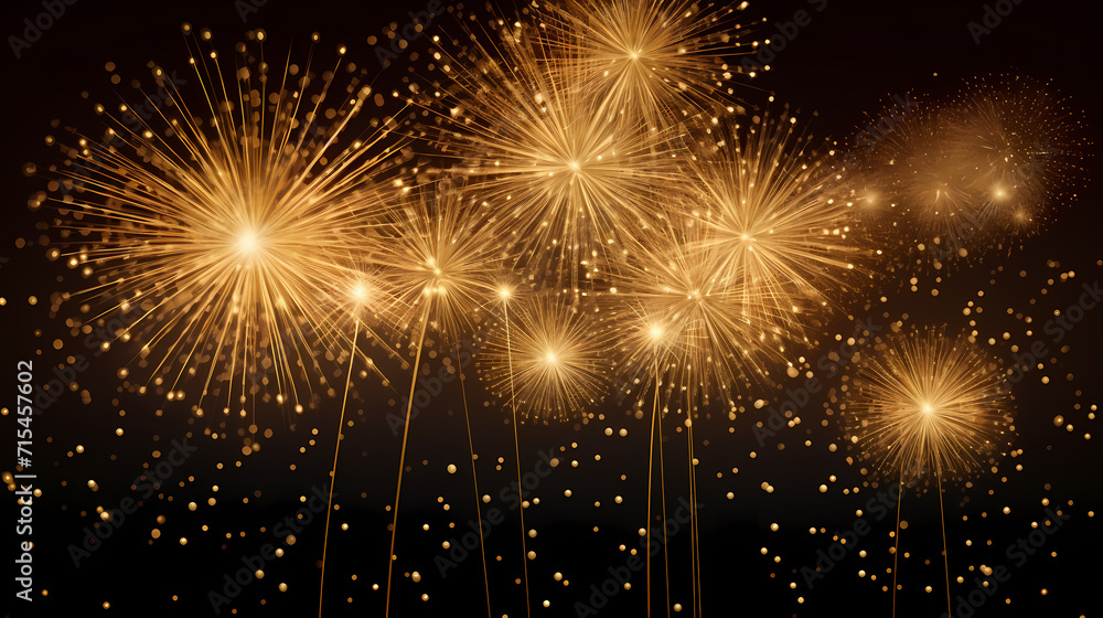 Naklejka premium Beautiful fireworks background at night for holiday decoration