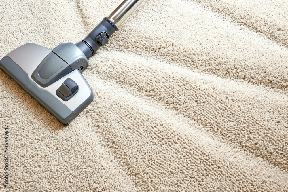 Deep Clean Removing Allergens and Dirt from Beige Carpet with Powerful