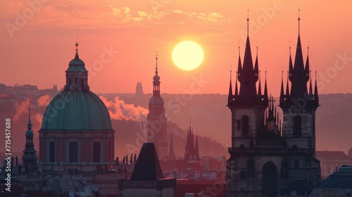 Prague Sunrise: Towering Church of Our Lady Before Tyn