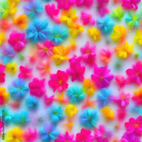 Flowers and ice. Abstract seamless pattern. AI generated.