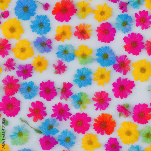 Flowers and ice. Abstract seamless pattern. AI generated.