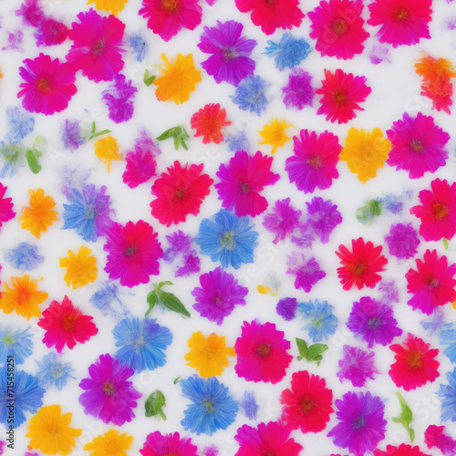 Flowers and ice. Abstract seamless pattern. AI generated.