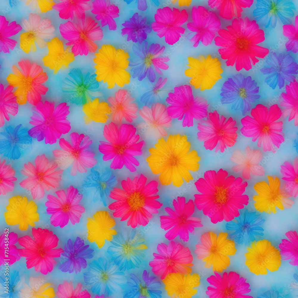 Flowers and ice. Abstract seamless pattern. AI generated. Flowers and ice. Abstract seamless pattern. AI generated.