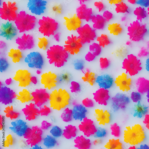 Flowers and ice. Abstract seamless pattern. AI generated.