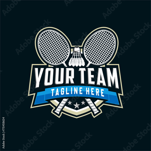Badminton badge logo in modern minimalist style