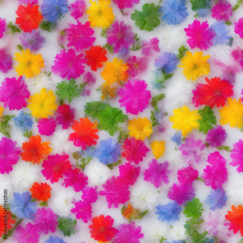 Flowers and ice. Abstract seamless pattern. AI generated. © homeworlds