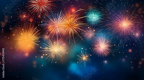 Beautiful fireworks background at night for holiday decoration