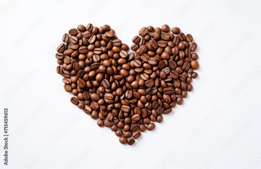 Top view coffee beans with empty heart shape background Top view coffee beans with empty heart shape background