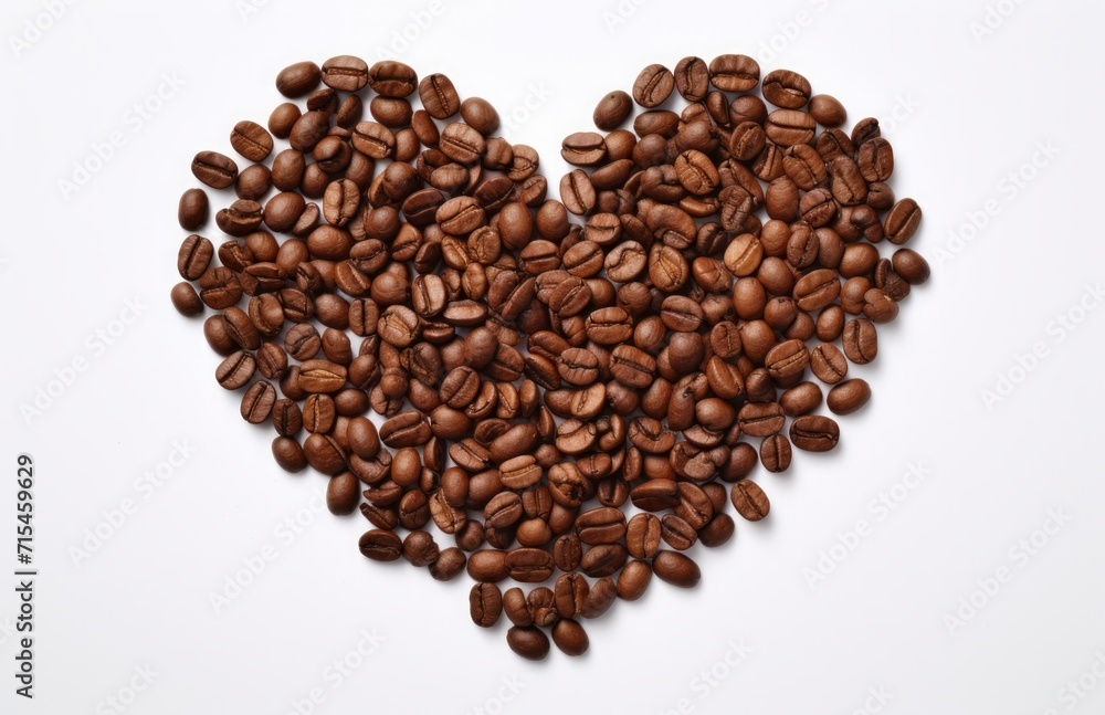 Top view coffee beans with empty heart shape background Top view coffee beans with empty heart shape background