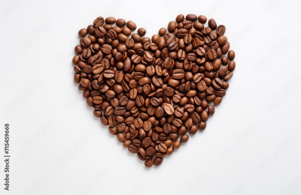 Top view coffee beans with empty heart shape background Top view coffee beans with empty heart shape background
