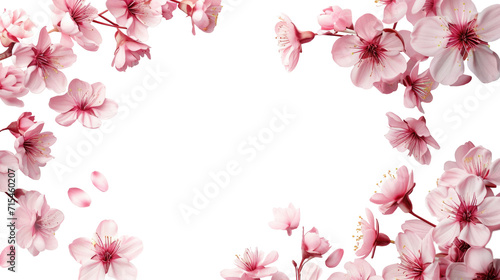 Dreamy cherry blossoms as a natural border  isolated on transparent background