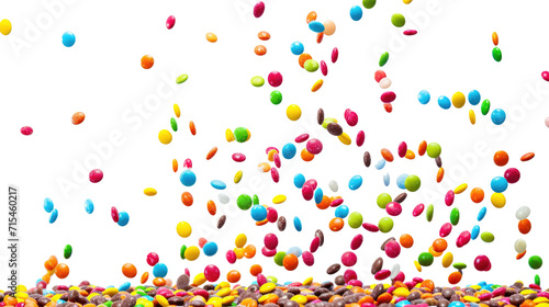 colorful sweet candy floating on the transparent background