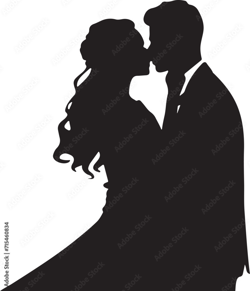 Romantic couple silhouette Illustrator line art design vector