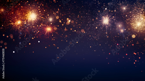 Beautiful fireworks background at night for holiday decoration © cai
