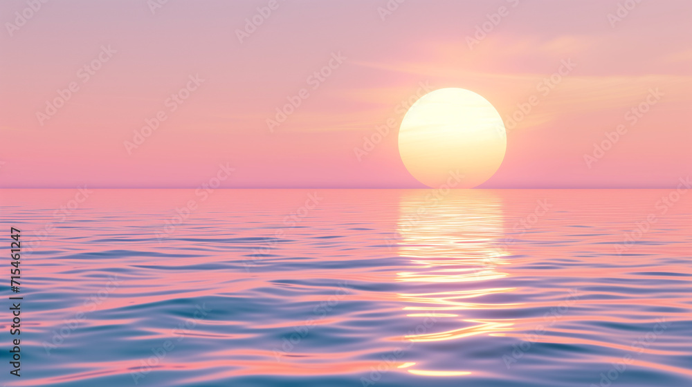 Incredibly beautiful sunset over the sea in soft pink tones