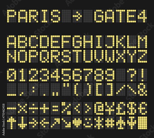 Terminal Airport Typography. Font With Letter, Number And Icons