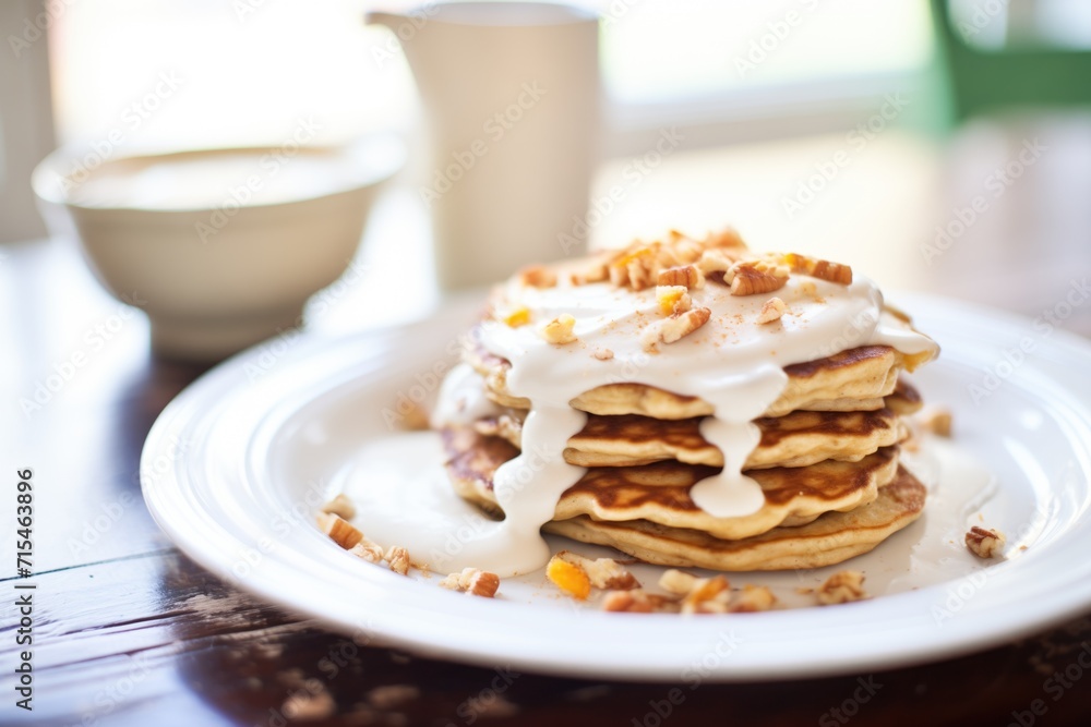 cinnamon roll pancakes with cream cheese frosting