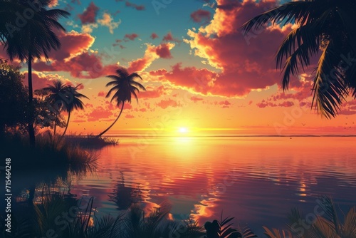 a beautiful calm relaxing sunset wallpaper anime